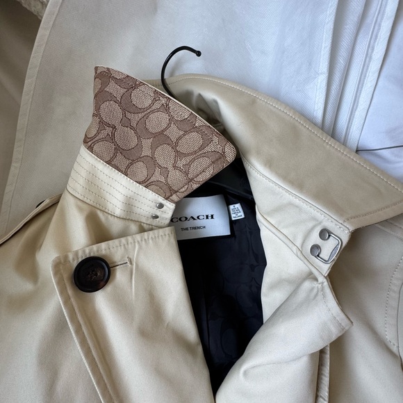 Coach Cream Trench Coat with Brown Collar - Picture 9 of 10